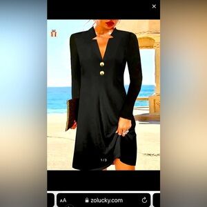 NWT ZOLUCKY Black Long Sleeve Dress ~ SZ: S